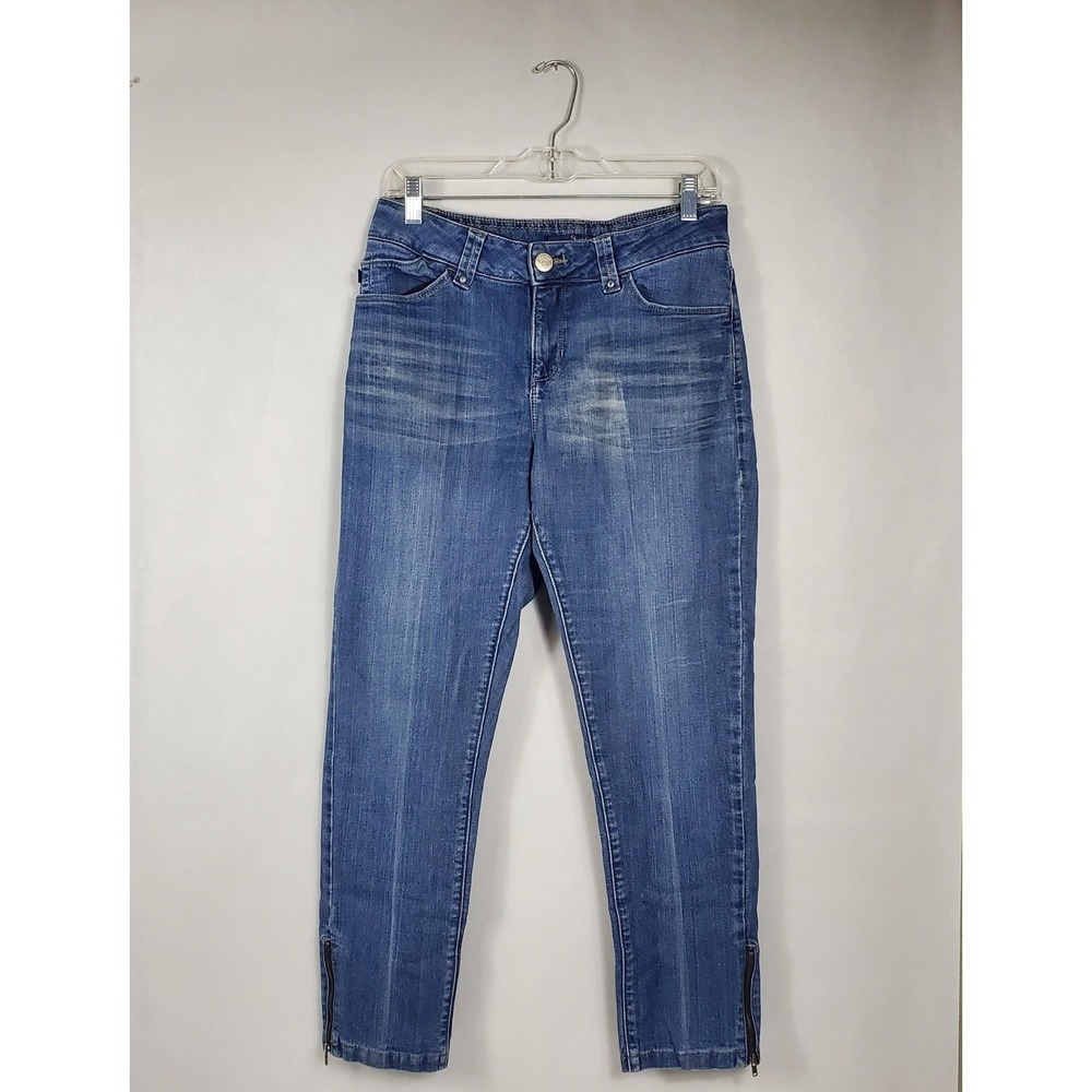 Lee Shapetastic Hidden Hold Medium Wash Ankle Zip Jeans Blue Womens